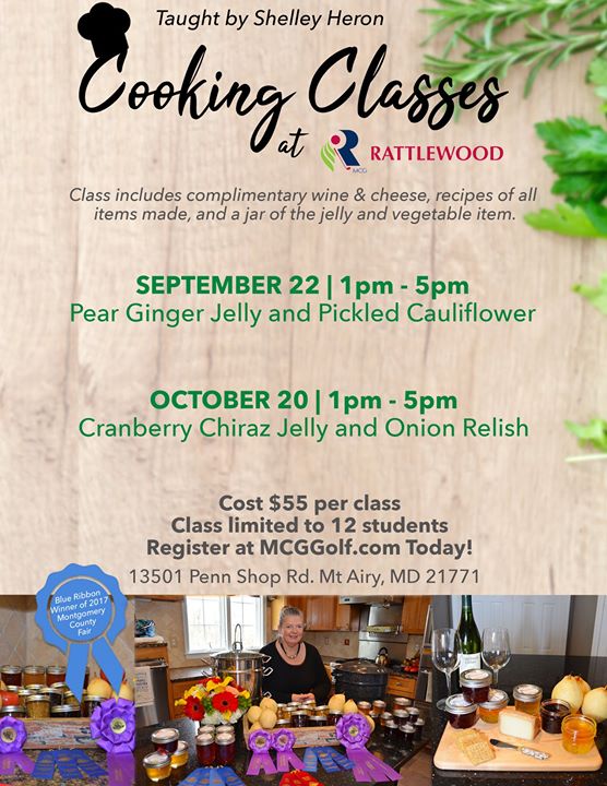 RWGC_MD's tweet photo. Don't miss out on our next cooking class! We have another one scheduled for September 22nd. We will be learning how to make Pear Ginger Jelly and Pickled Cauliflower!

Register today - https://t.co/73cXndD90c https://t.co/JoG80VUMUR