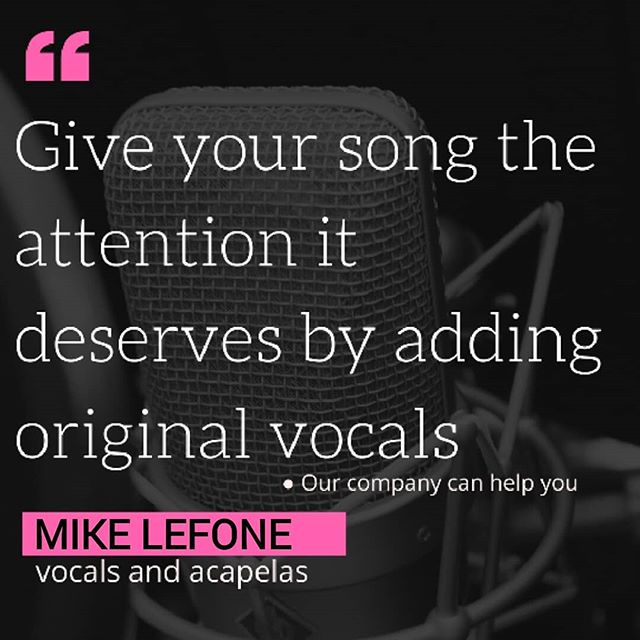 Give your song the attention it deserves by adding original vocals. 
Let me know if you need vocals.
@MikeLeFone #vocals #edm #latinhouse #housemusic #harddance #hardstyle #freevocals  #freesamples #vocaldrops #TribalHouse #edmvocals #edmvocalist #edmdrops #techhouse #harddance