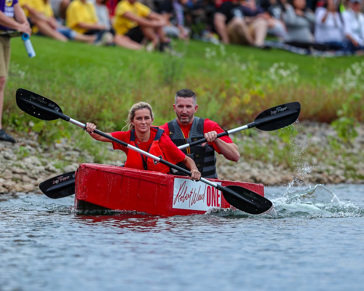 Robert Weed Corp competed in the The Great Boat Race put on by @UnitedWayElkCo It’s the largest cardboard boat race in the Midwest #robertweedgivesback #greattime #greatcause