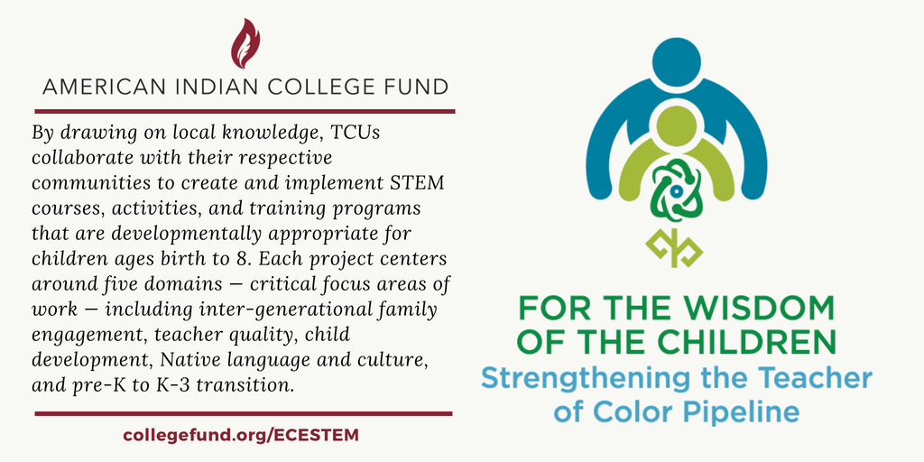 Wakanyeja_ECE's tweet image. The @collegefund celebrates the newest #NativeECESTEM initiative webpage, “For the Wisdom of the Children: Strengthening the Teacher of Color Pipeline" collegefund.org/ECESTEM. Strengthening and supporting #NativeTeachers from novice to expert at #TribalColleges #ECEChat #EarlyED