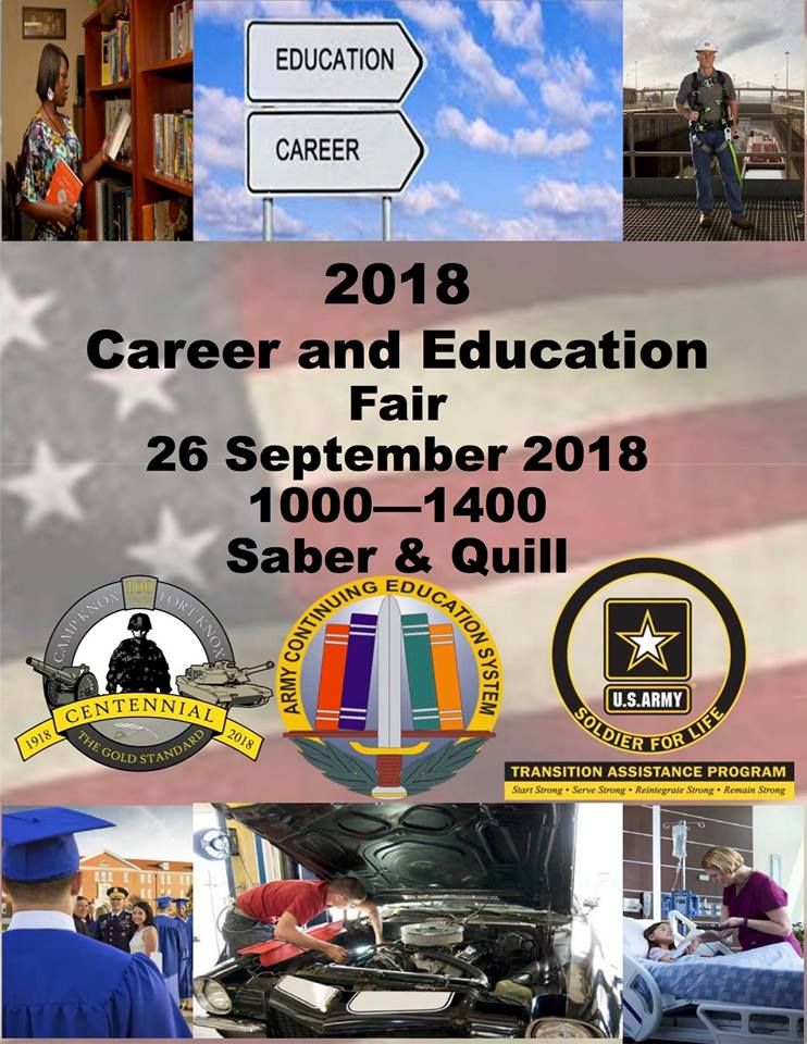 WhereOppKnox's tweet photo. September 26 - save the date. The 2018 Fort Knox Career and Education Fair will give you the opportunity to meet with 50 employers and 50 education institutions. Register today https://t.co/4oITOQuF3P https://t.co/ctr6h1N3jd