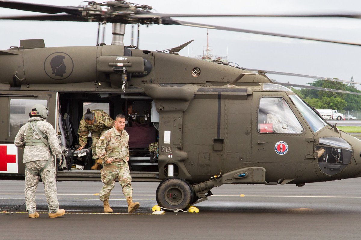 USARPAC's tweet photo. Brig. Gen. Hara, Deputy Adjutant General, Hawaii Army National Guard and JTF 5-0 commander, lands at Hilo, Hawaii and briefs Hawaii National Guard /Active Duty Soldiers concerning Hurricane Lane, Aug. 27. @NationalGuard #HurricaneLane @DeptofDefense @PacificCommand #LLWS2018 https://t.co/vFL5zJ1owU