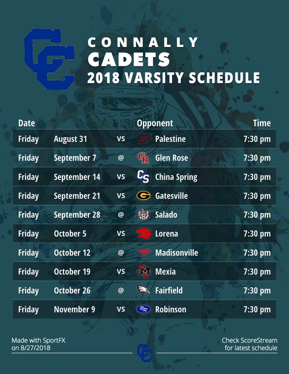 @CCFootball_Win the Connally football schedule is IN! (DM me if you see a mistake) Here is a 🏈 schedule I made with SportFX! Learn more here : ➡️ scorestream.com/sportfx?rId=tws