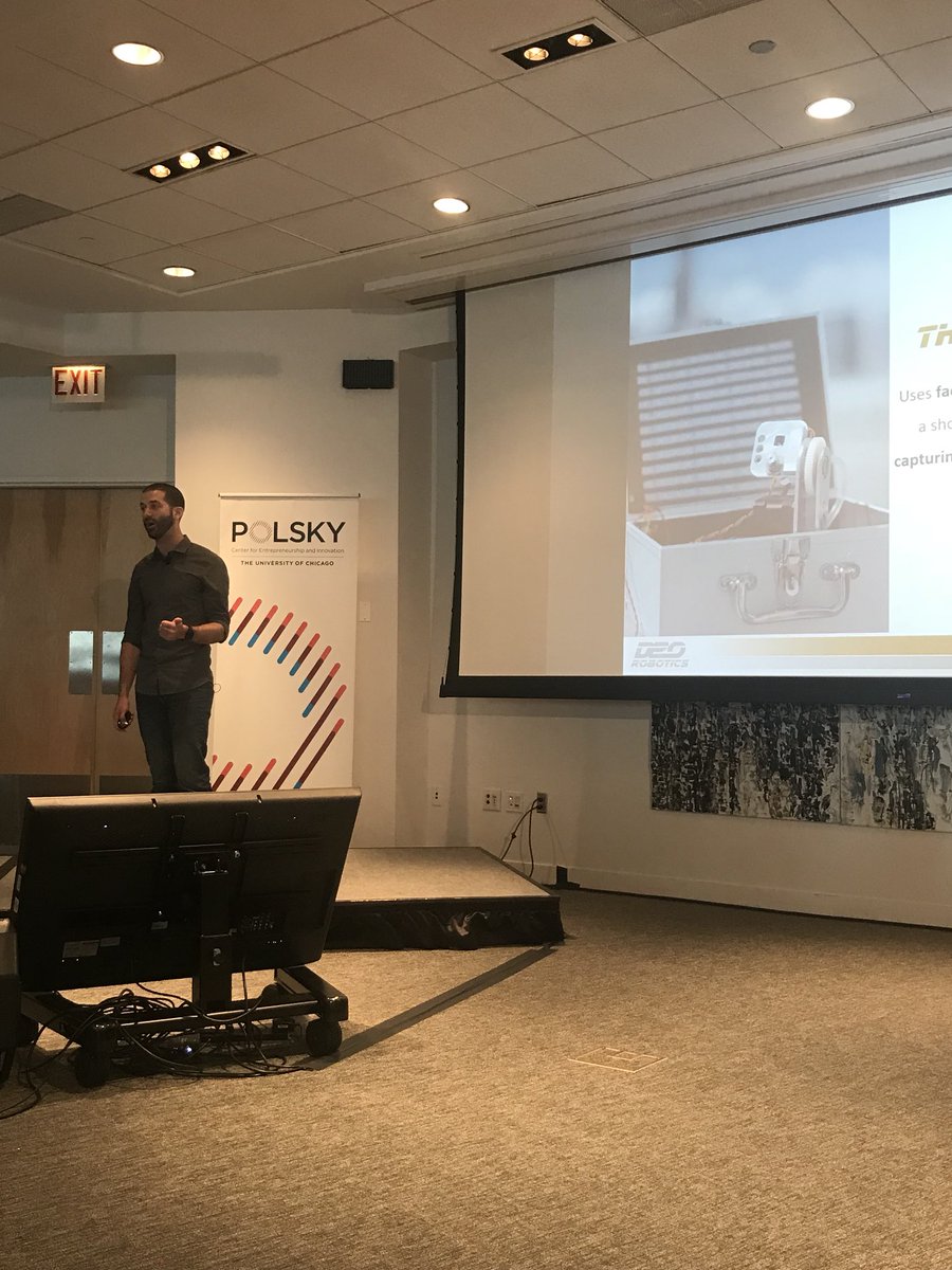 polskycenter's tweet photo. Now up: D20 Robotics — which creates experiences that make drinking even more fun. D20 Robotics has created a robot that uses facial recognition technology to launch a shot directly into your mouth. #PolskyAccelerator https://t.co/JAUzQoHcFo