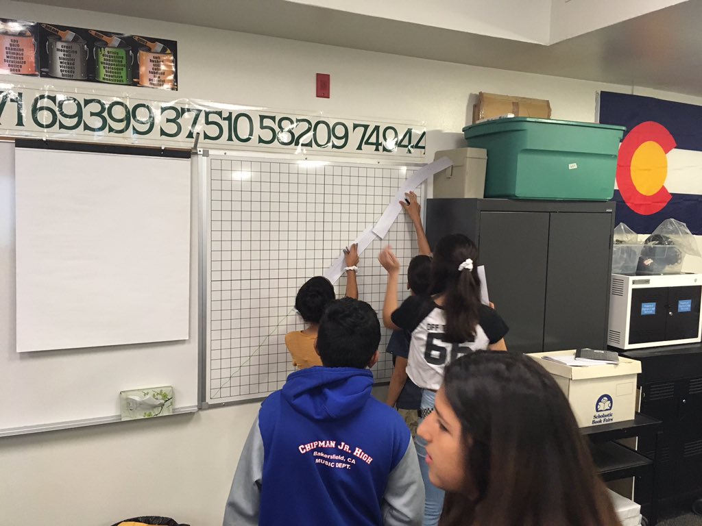 WittmansWorld's tweet photo. Teamwork and collaboration using their handmade rulers to measure. #ChipmanMath https://t.co/TA10DwvKdD