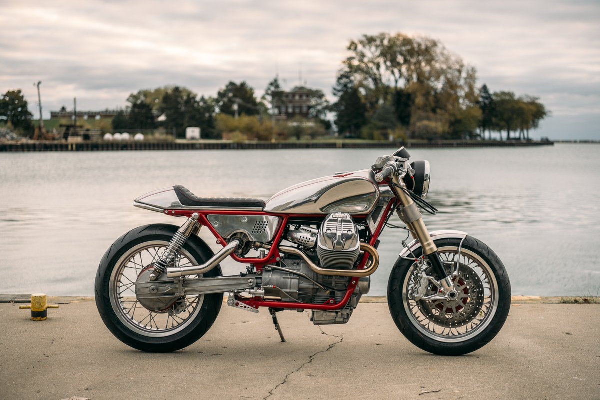 motoguzzi's tweet photo. .@CraigRodsmith’s turbo charged Moto Guzzi V9. 
📷: @grantschwingle 

#motoguzzi | #v9probuild | #caferacer https://t.co/Fblrl3uEcb