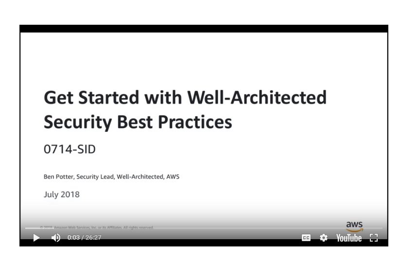 26 minutes of well-architected security for your Tuesday! 
Webinar: Get Started with Well-Architected Security Best Practices - amzn.to/2PMdfDB