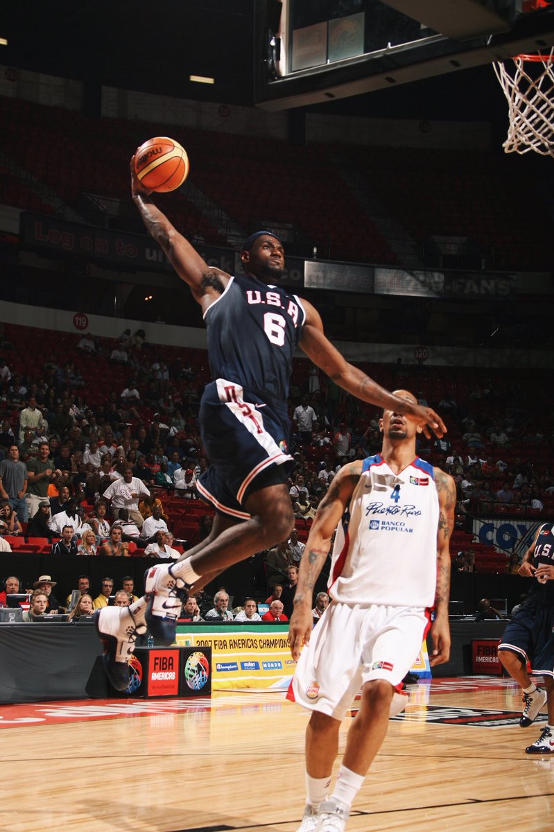 brkicks's tweet photo. August 28, 2007. @KingJames wearing the Nike LeBron Soldier 1 against Puerto Rico in the FIBA Americas Championship https://t.co/wX6iTe3m42