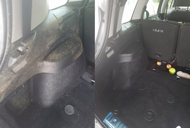 Had several #dog owners in recently who were caught out by the rain in #Cornwall. Our specialist dog #valet soon had their car looking great again!