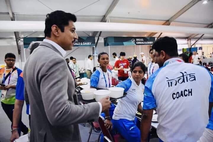 PrajwalBusta's tweet photo. This is new india -मेरा देश बदल रहा है India's sports minister @Ra_THORe ji serving the athletes at the games village in Asiad 2018 ..well done sir the times they are changing . #timesrchanging #waytogo...@narendramodi @TajinderBagga @BJP4India @Ra_THORe @AmitShah @rajnathsingh https://t.co/TZQuYAYU7o