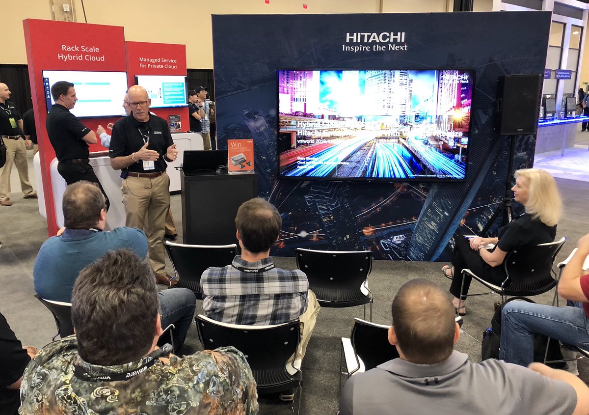 VMware_Partners's tweet photo. What could your cloud journey look like? Interesting session with @HitachiVantara’s director of cloud solutions &amp; services at Booth 1018 taking place right now. #HybridCloud #OEMamplify #VMworld https://t.co/RhCdyThE8l