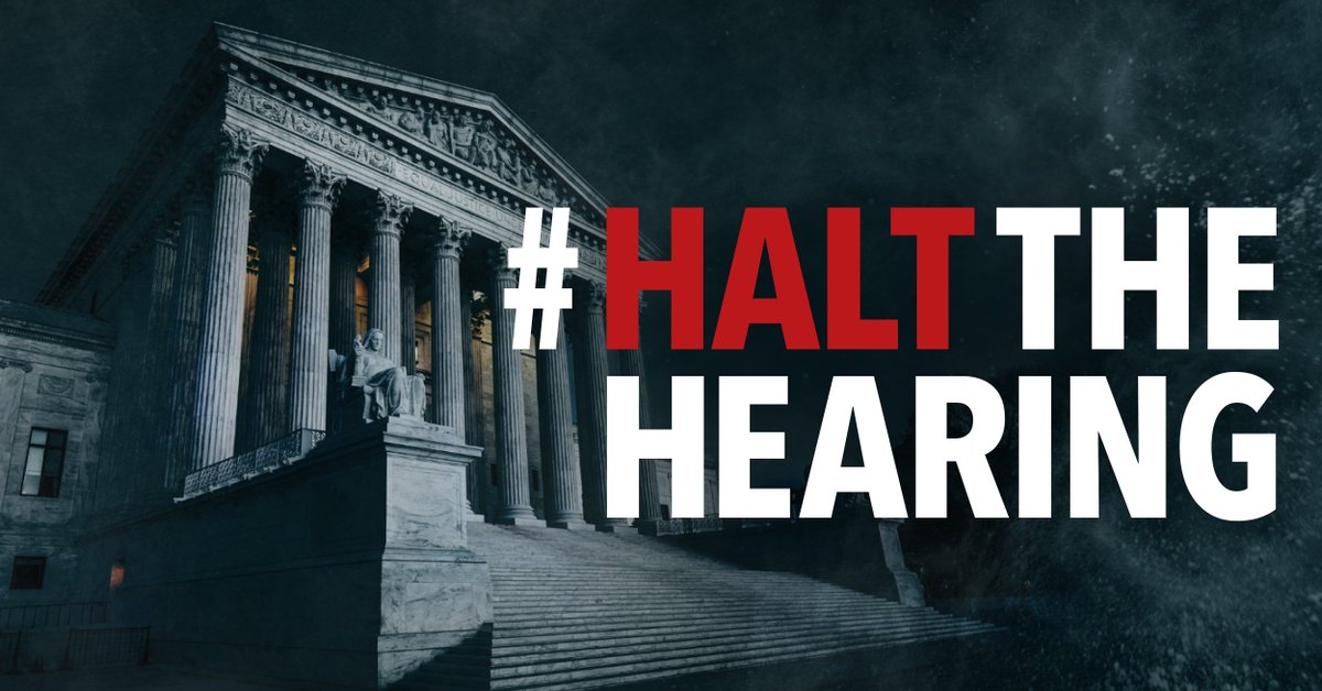 WhyCourtsMatter's tweet photo. Trump is an unindicted co-conspirator in crimes to influence the outcome of the 2016 presidential election. Why should he be able to choose a #SCOTUS justice like Kavanaugh, who has said the president is above the law and should be immune from investigation? #HaltTheHearing https://t.co/wTIW4J4bzf