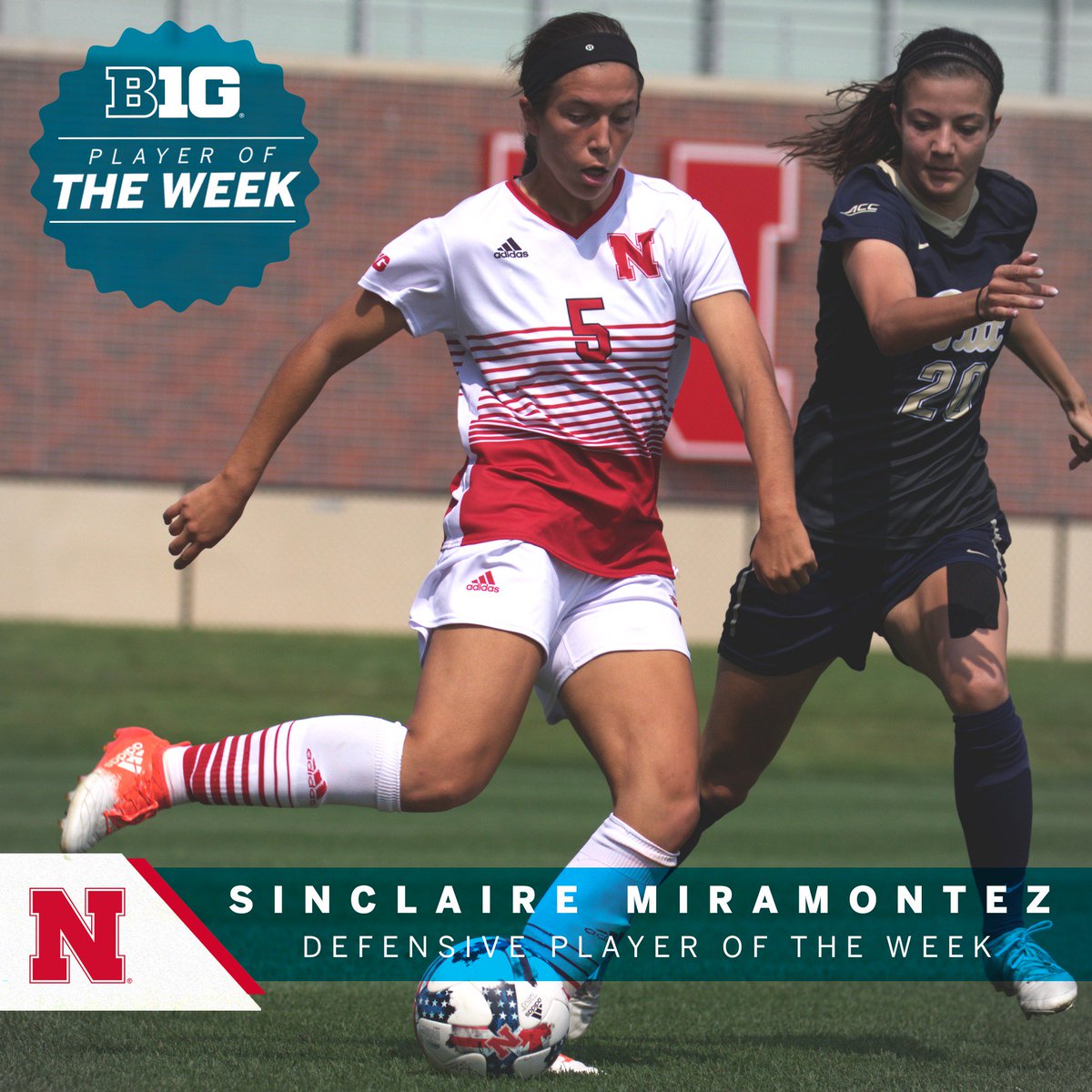 B1GSoccer's tweet photo. Sinclaire Miramontez of @NebraskaSoccer is the #B1GWSOC Defensive Player of the Week, leading the Huskers to shutouts over Oregon and Oregon State and adding a goal against the Beavers https://t.co/6OHwplzWhY
