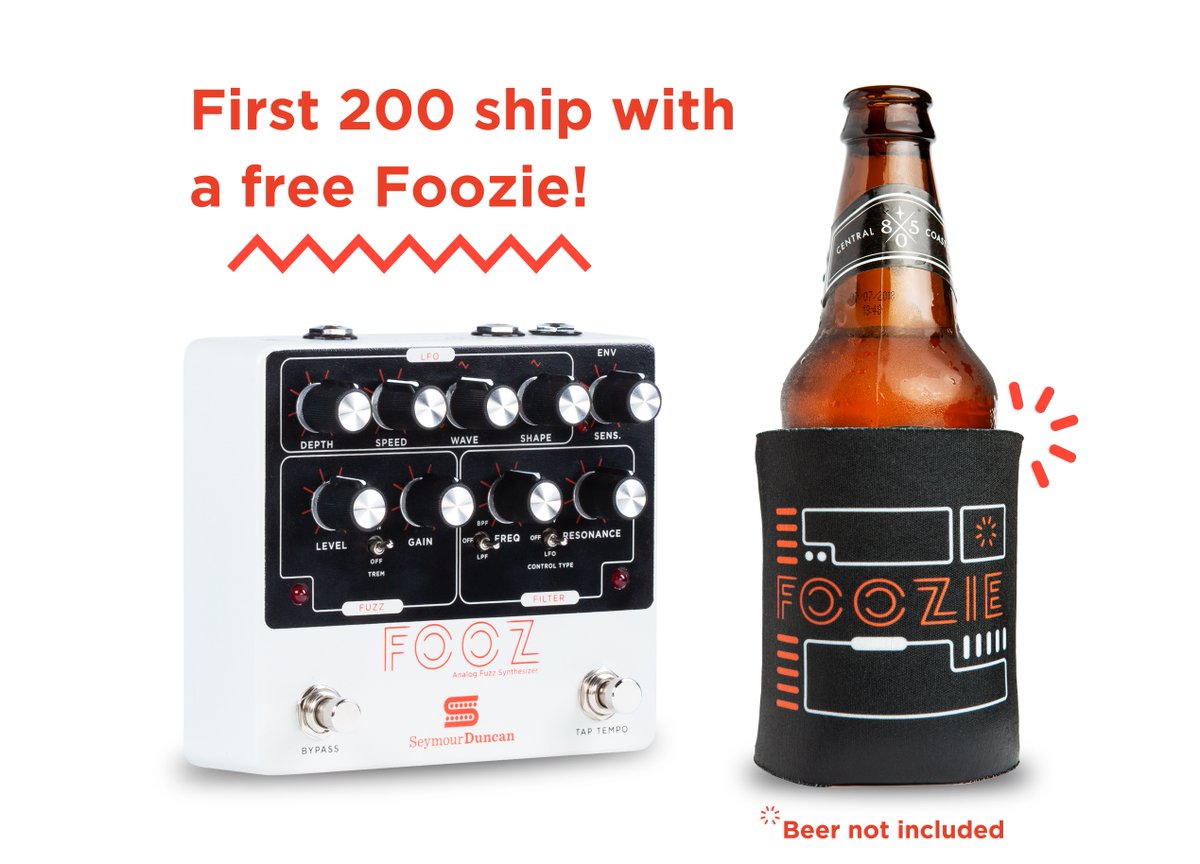 SeymourDuncan's tweet photo. If you like fuzz, trem, wah, synth & a cold 🍺then our new FOOZ pedal is a perfect choice. The first 200 orders ship with a FREE #FOOZIE—Grab one while supplies last: https://t.co/rEcV642A3q
#seymourduncan #fooz #guitarpedal https://t.co/OvDiyI8NHd