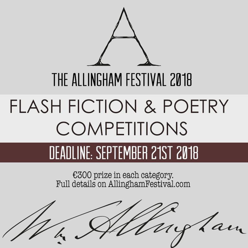 AllinghamArts's tweet photo. #Writers and #poets, don't miss the @AllinghamArts #FlashFiction and #Poetry competitions! Deadline Sept. 21st. https://t.co/OtKDouDZNW for more info. @poetryireland @TheoDorgan @paul_mc_veigh @IrishWritersCtr @writing_ie @GRWDonegal @stingingfly @PoetryProgRTE @PoetryNI https://t.co/6W5ixux7Fq