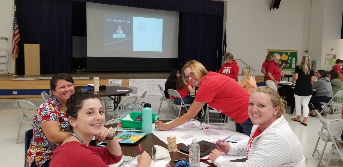 Grade levels and specialists working together to create #PLC norms for the upcoming year! #baysideriseup #smilingfaces #powerfuldiscussions #settingthetone #communityoflearners