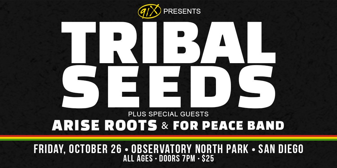 ARISEROOTS's tweet photo. San Diego! We'll be joining @tribalseeds & @forpeaceguam October 26th at the Observatory North Park, hope to see you there! #ariseroots
Tickets: https://t.co/n3mKrT0coz
#tribalseeds #forpeaceband #reggae #sandiego #roots #observatorynorthpark #observatorynp #sdroots https://t.co/e517vFw6aI