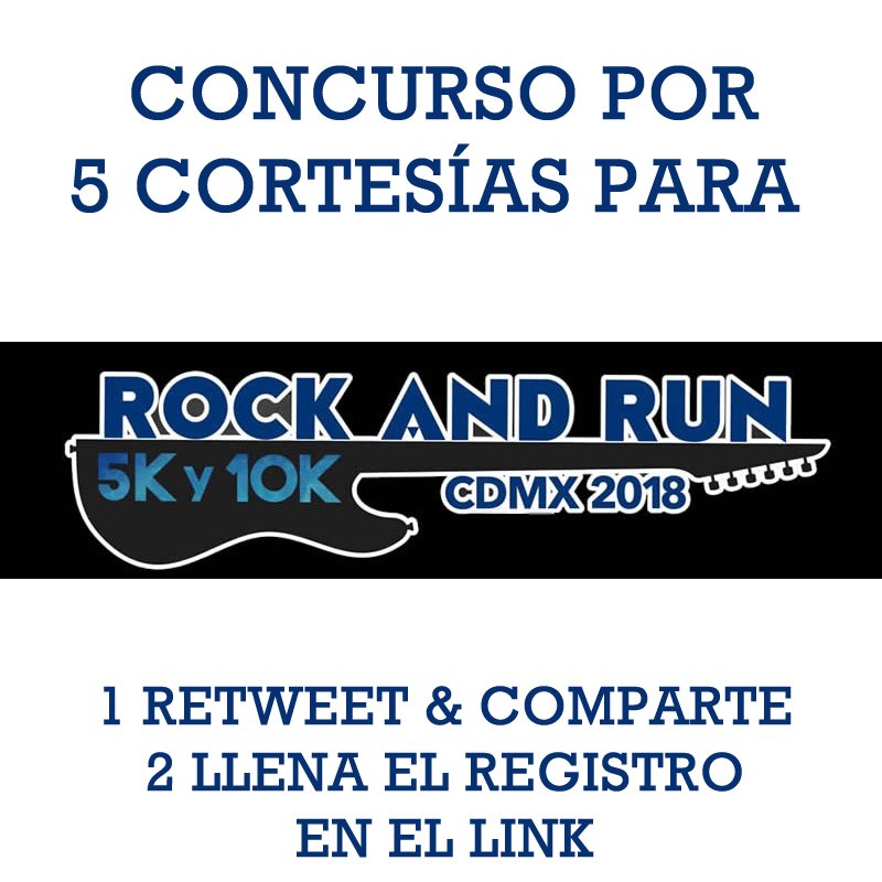 EnDondeCorrer's tweet photo. ¡¡¡CONCURSO!!!
Por 5 cortesías para Rock and Run 5K &amp; 10K.
1 Retweet y comparte
1 Llena el registro: https://t.co/EKE3HyPPlr https://t.co/wSSwEJ38Ov