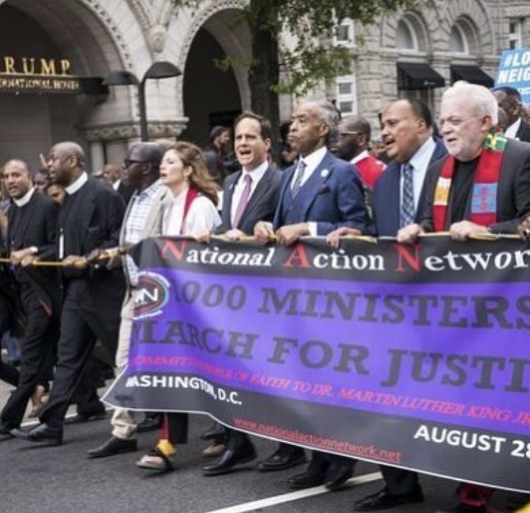 TheRevAl's tweet photo. 55 yrs ago Dr. Martin Luther King along w/Bayard Rustin, A. Philip Randolph, among others organized &amp; marched on Washington. 1 yr ago today thousands of Ministers, rabbis, &amp; people of all faiths joined me in marching to keep the Dream of Dr. King alive in the age of Trump. #MM4J https://t.co/dyGSqedXdx