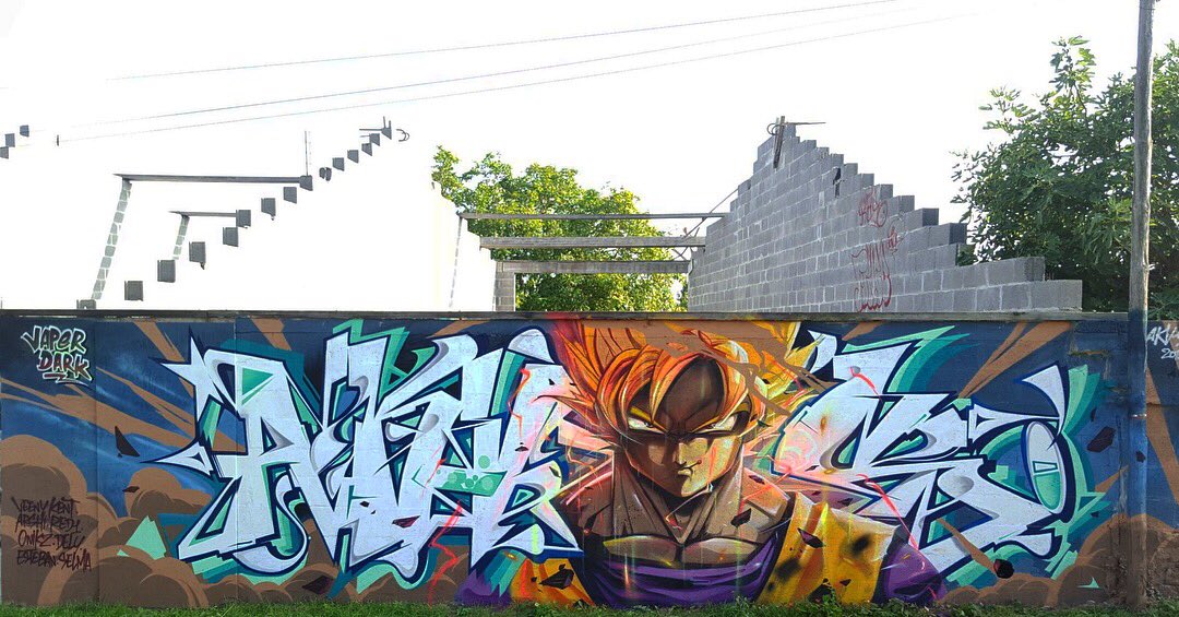 darkelixirone's tweet photo. Rhhhhhaaaaa AKVEES with my brother @vapor80 #dbz #dragonball #dragonballsuper #dragonballz #generationdbz #graffiti #graffitiart #graffitiporn #sangoku #dragonballfighterz @dragonball_generation @dragonballsuperofficial_ @dragonballzarmy #fanart https://t.co/6PQYkKqFVK