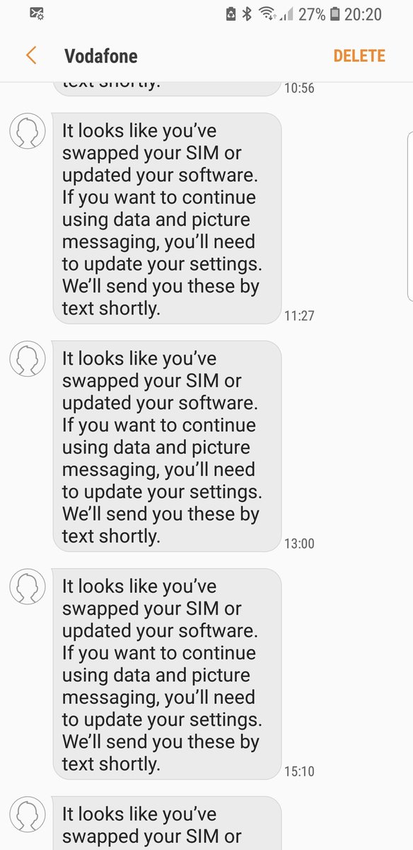 Heidi_Imhof's tweet photo. I do wish @VodafoneUK would stop texting me the same message 😭😭 only 20 times so far! I like a text as much as the next person but for goodness sake. This is getting silly!! https://t.co/neNfucaUmT
