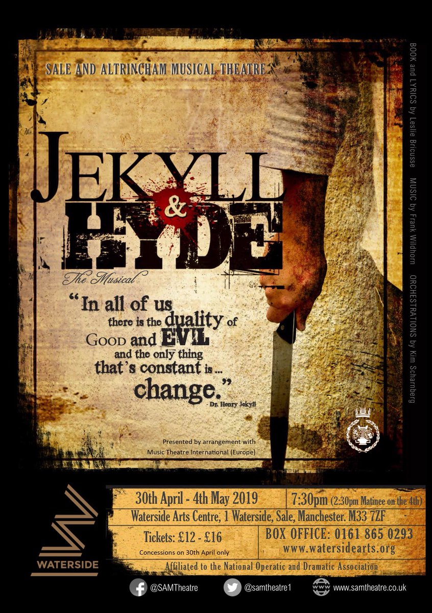 1 week to the get together for our April 2019 show, #JekyllandHyde Meet upstairs at <a href="/TheMoorfield/">The Buck Inn (sale)</a> from 7:30pm. Tuesday 4th September. New members welcome.