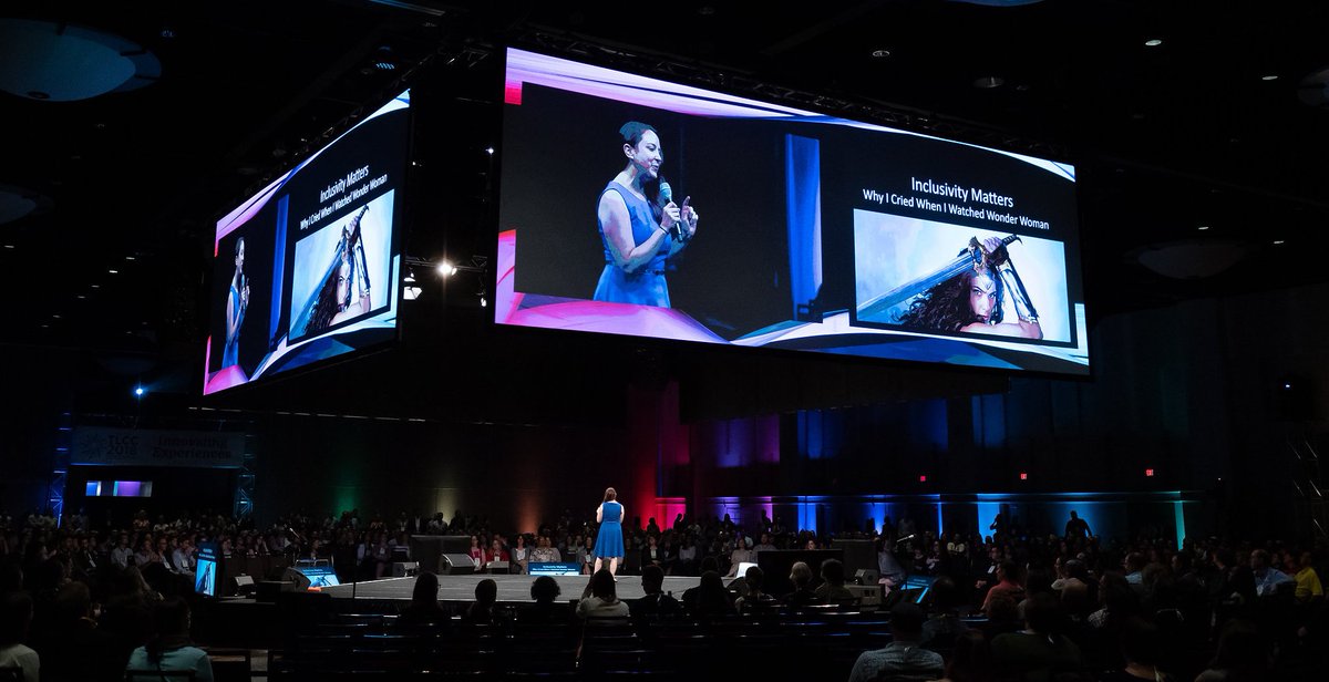 tessnetwork's tweet photo. "Embracing diversity and inclusion benefits everyone." Hear Darryl VanOudenhove from @granadasb in her 5-minute #TNInspire talk "Inclusivity Matters: Why I Cried when I Watched Wonder Woman" at #TLCC2018: https://t.co/ZzRrgm2dJH https://t.co/l0pnufYTzs