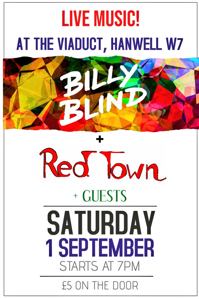 BillyBlindBand's tweet image. THIS SATURDAY! ⚡
BILLY BLIND 🔥🔥🔥
#LIVE &amp;amp; #LOUD ⚡🔥⚡
@ THE VIADUCT, HANWELL
with RED TOWN
@EalingHour #ealinghour