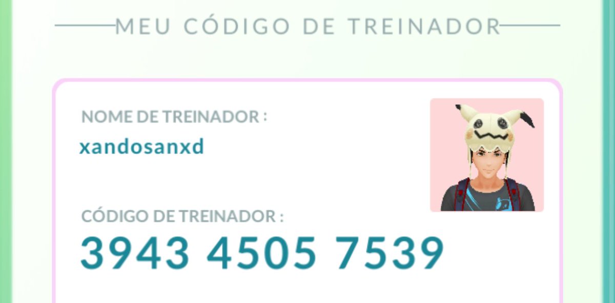 xandosan's tweet image. Se ainda houver alguem que joga pokemongo me add la :D bora ser amiguinhos e troca gifts xD 3943 4505 7539 :P
#pokemongo #codepokemongo #trainerpokemongo
