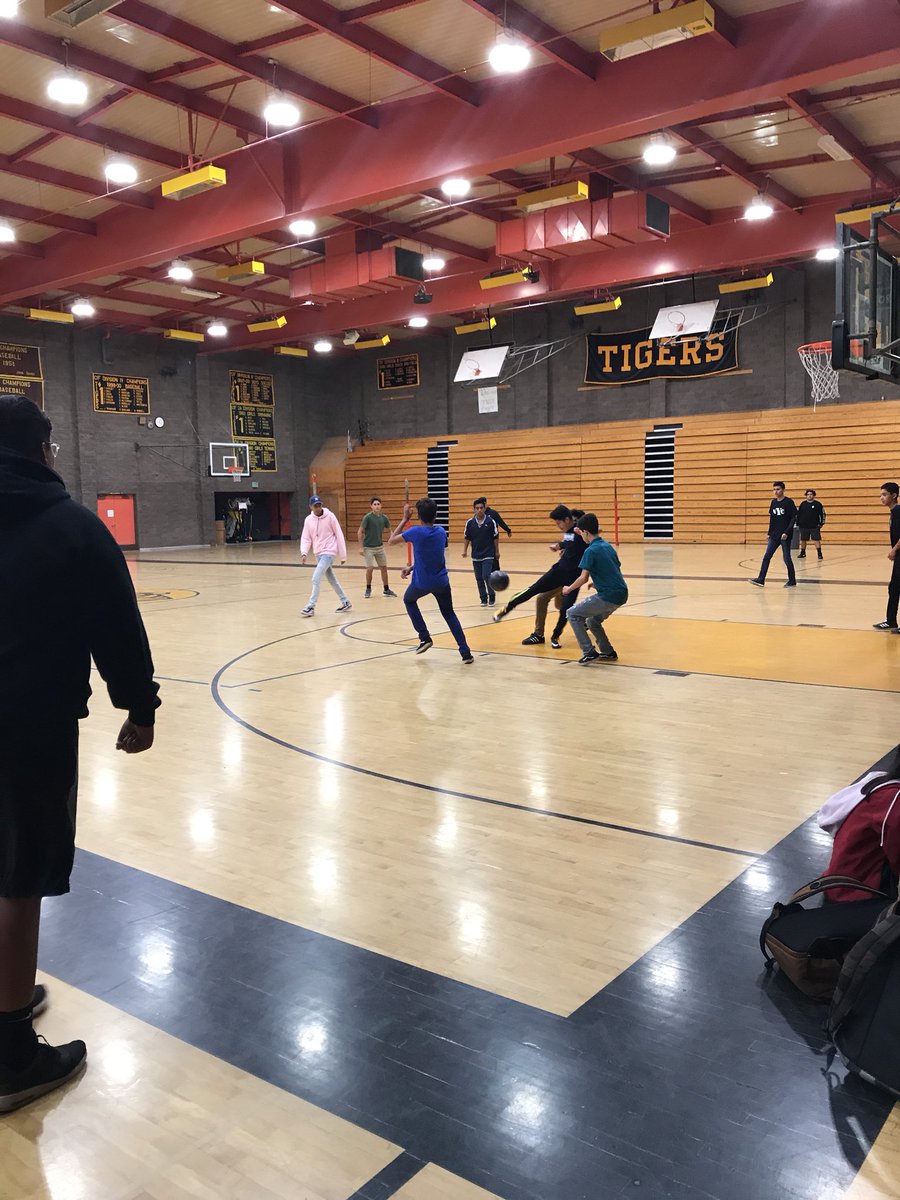 Impromptu game of lunch time soccer to burn off some energy between classes