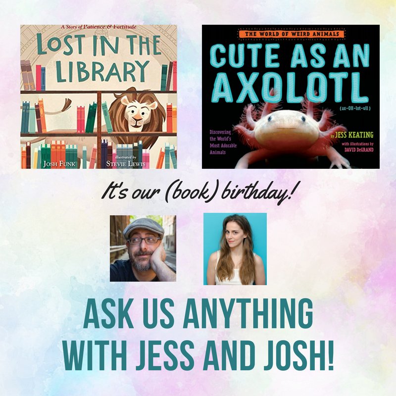 Hey, friends! @Jess_Keating & I *both* have #BookBirthdays today! So to celebrate, we thought we'd do our normal sibling-like bickering on twitter and let everyone else join in for the rest of the day!