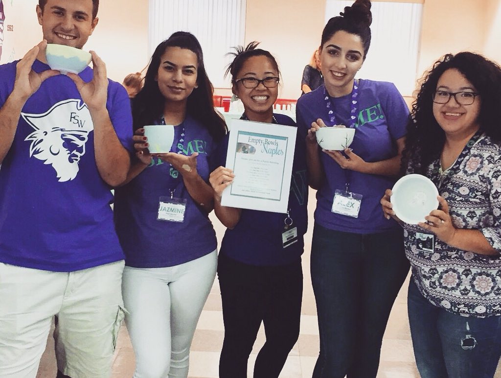 FSWCollege's tweet photo. For Thoughtful Tuesday #FSWStudents painted βEmpty Bowlsβ on the Collier Campus in #NaplesFlorida to fight hunger! #FSWServes π¨ https://t.co/t06G8gUIUx