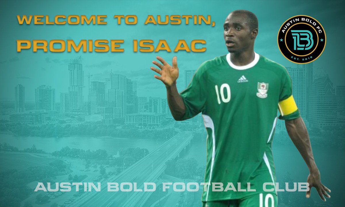 AustinBoldFC's tweet image. BREAKING: @AustinBoldFC signs striker Promise Isaac for the 2019 season. Welcome to Austin, @IsaacPromise10! #GoBold #USL
Release: bit.ly/2olugI5