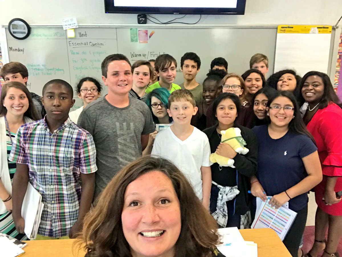 McDougleMiddle's tweet photo. Still rolling with our #FirstDaySelfies tradition📸!! Super excited to welcome our new Mustangs & see our returning Mustangs!! So many smiling faces & eager classrooms to kick off the year!! Retweet if you see your child or an adorable, smiling face!😬✨📚🐴 #WeAreMcDougle https://t.co/yBPYaaQufC