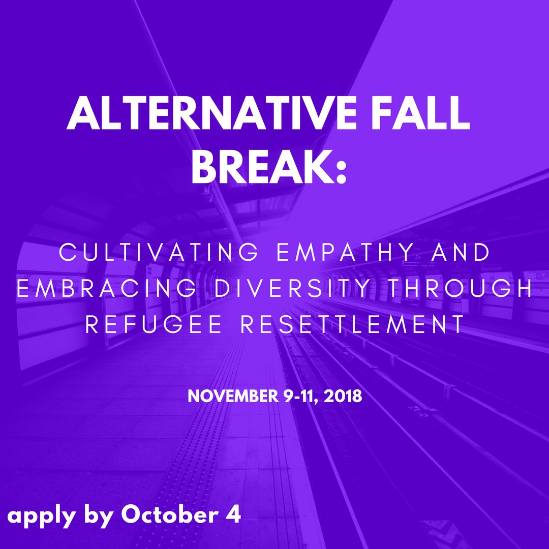 buffalostateAB's tweet photo. Announcement #1:  Join #buffalostate #alternativebreak for a weekend immersion into issues our local refugee community face November 9-11.  We'll volunteer with @JRCHCBuffaloNY as we become equipped with the tools to advocate and be more involved in these issues in the future. https://t.co/YaHhuCrl5z