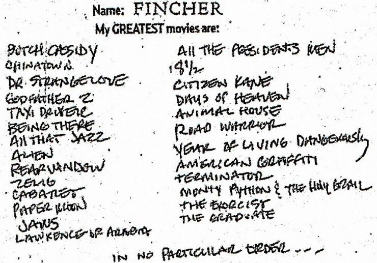 Happy birthday, David Fincher! Here s a list of his favorite films!! 