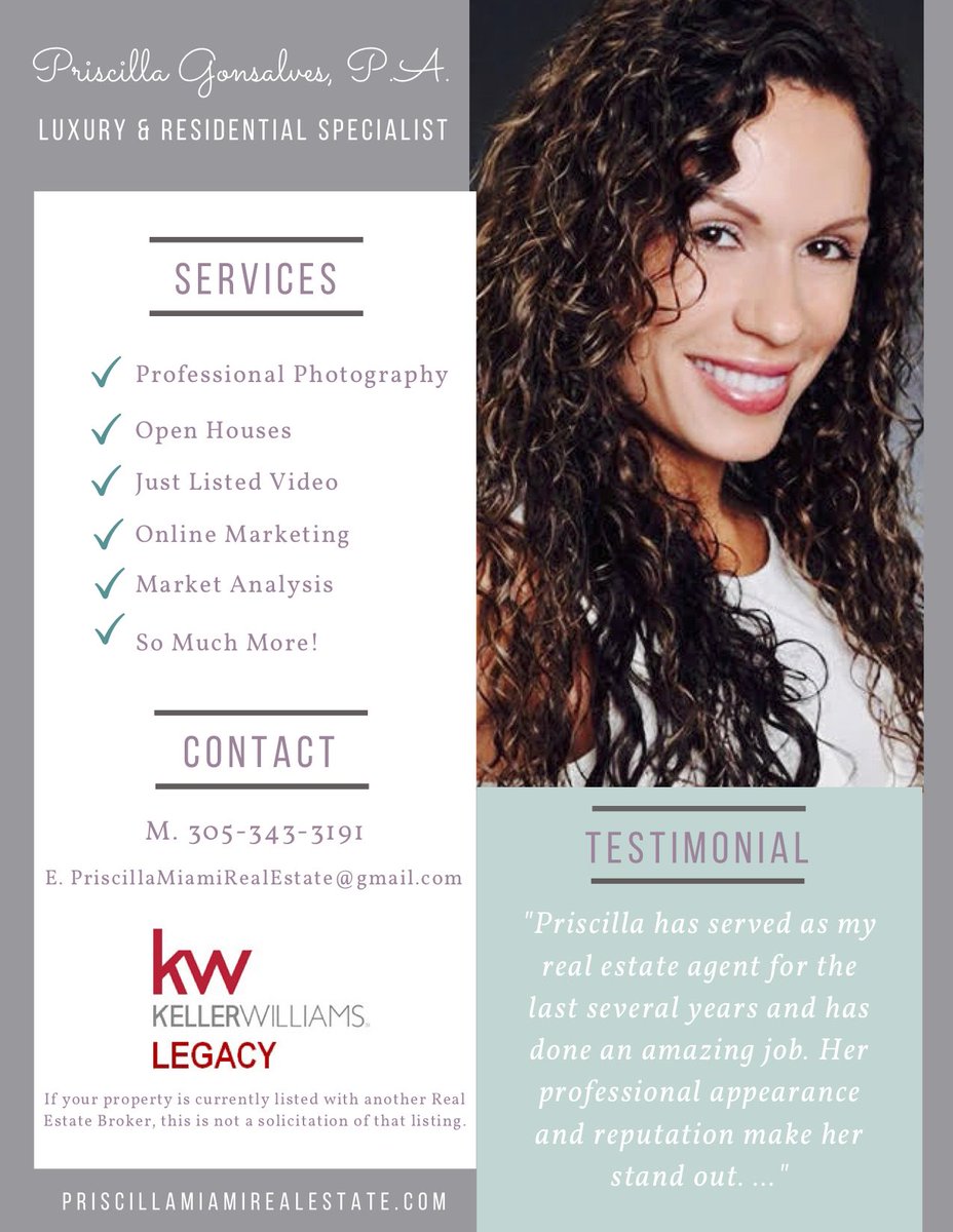 PriscillaMiaRE's tweet image. Do you know someone who wants to buy or sell real estate? Please send them my way. A referral from you is the highest compliment! #miamirealestate #luxuryrealestate #lookingtomove