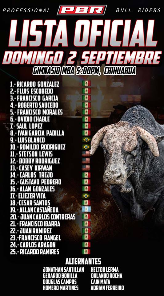vaquerototal's tweet photo. Lista de vaqueros para el @PBR_MEXICO #PBRLucasOil 
https://t.co/i7VDklJABx https://t.co/v79wNXT5kD