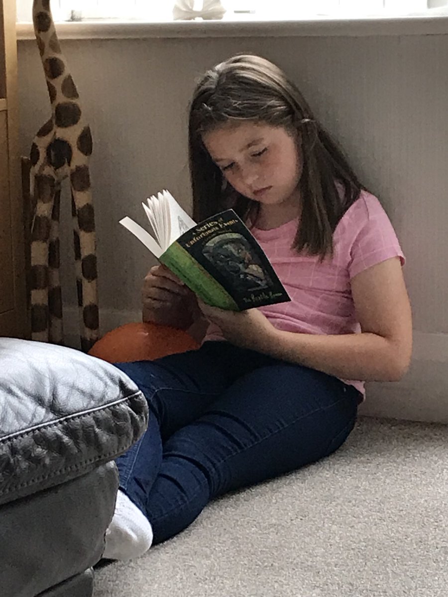 sudo2009's tweet image. Sophie enjoying reading the full series of unfortunate events by @lemonysnicket as a birthday present @stmarys_prep  #stmaryssummerreading @nic_callander #summerholidays