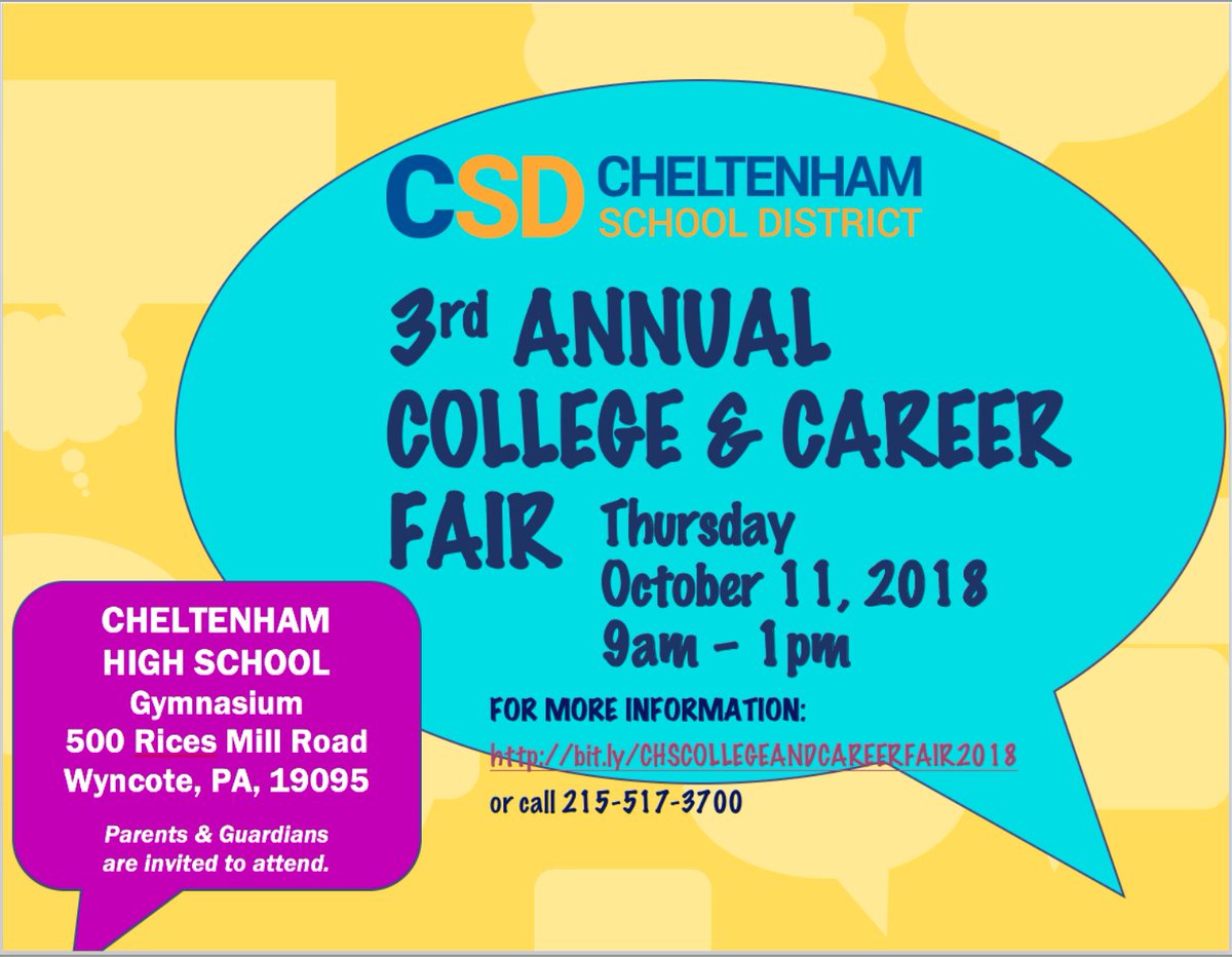 You are cordially invited to participate in this year's annual College &amp; Career Fair. Please RSVP through the link below:

bit.ly/CHS_2018_Colle…