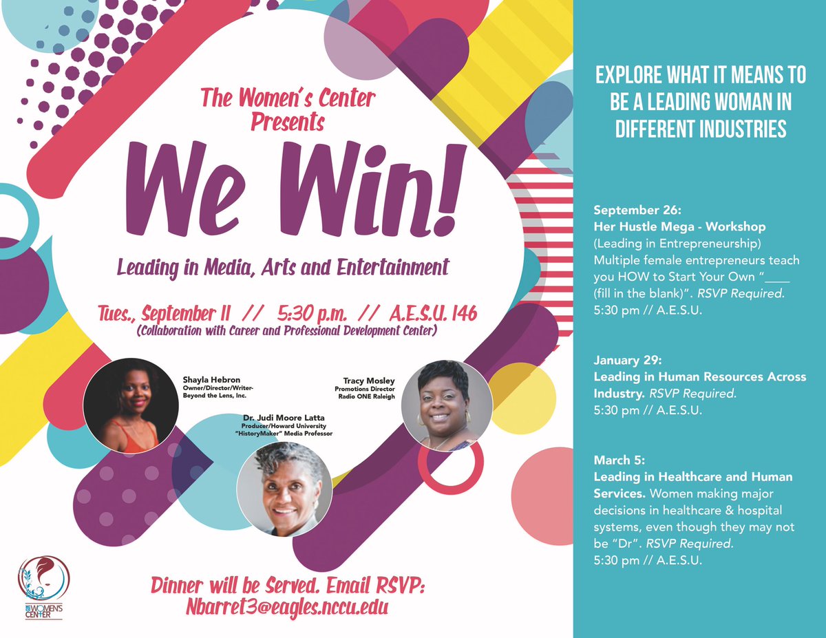 The Women Center presents “We Win!” Tuesday, September 11!! Don’t forget to RSVP!! #nccueagle @nccueagle