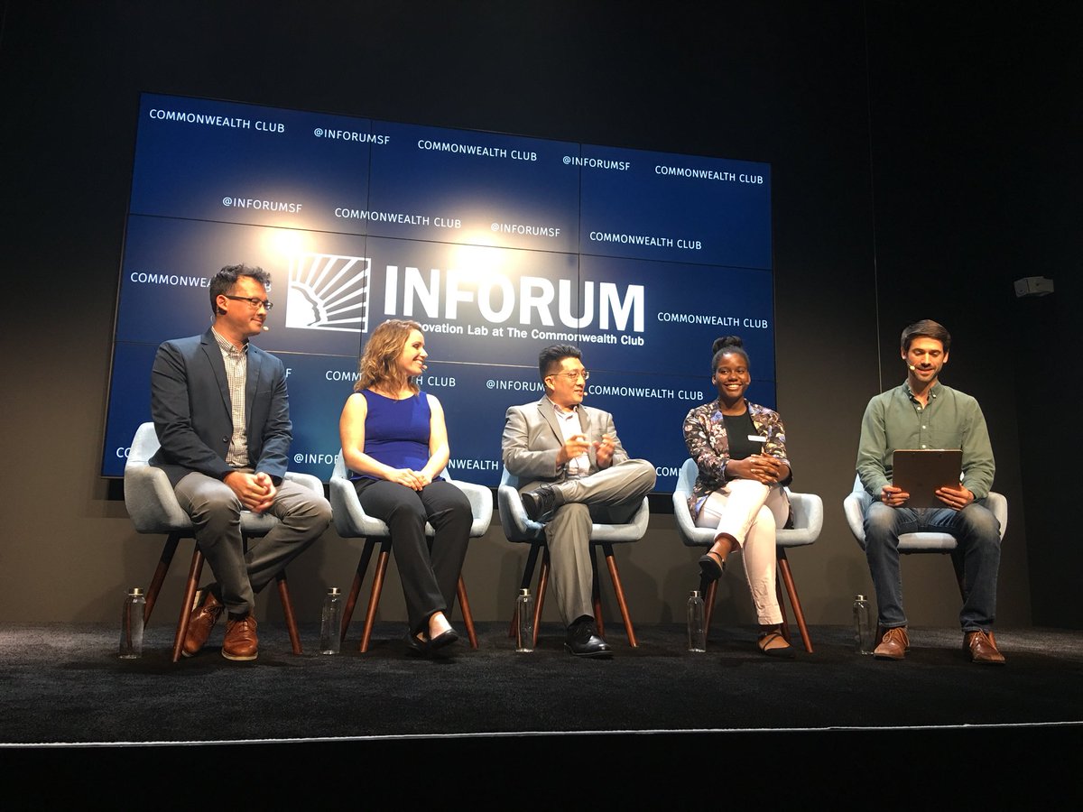 INFORUMsf's tweet photo. “At 18, you can #vote, but at any age, you can speak!” A’Niya Bankston, chair of @gencitizen’s student leadership board, talking #CivicsEducation + engagement with @Cliff_Yee,  Kiely Hosmon of @SFYouthCom, Adam Kubey of @gencitizen and @matthewmahan of @JoinBrigade #beinforumed https://t.co/WaELI2KlXc