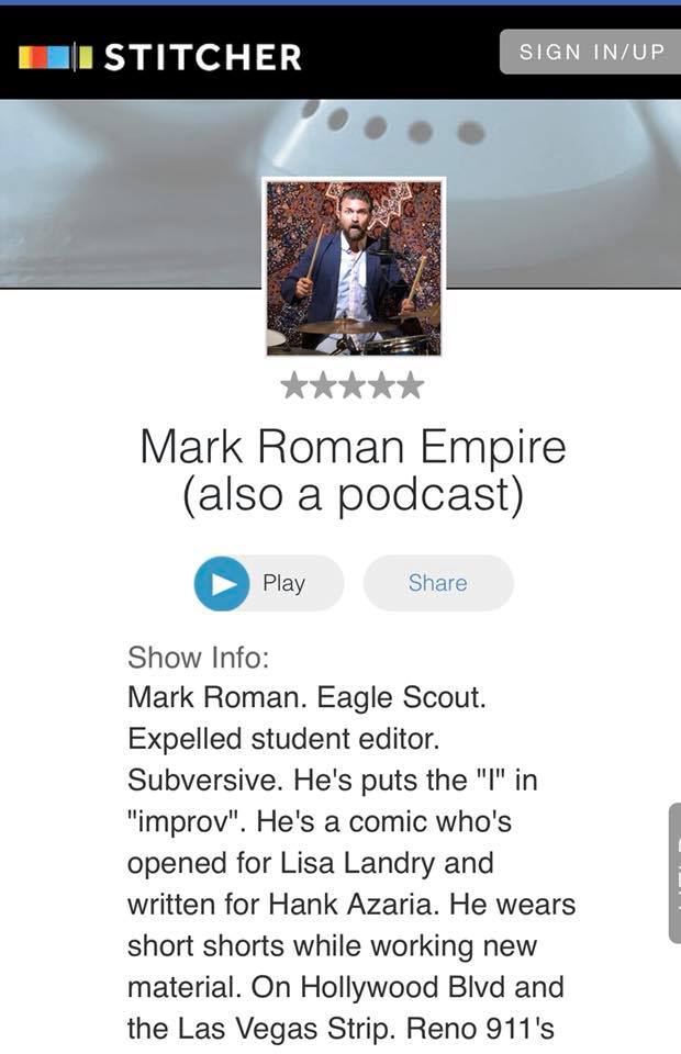 TheMarkRoman's tweet photo. Now on Stitcher!
#MarkRomanEmpire #podcast #platorm #np #Stitcher #comedy #Hollywood #interviews #actorslife #ItTakesaBusker #music #improv #busker
https://t.co/WSOrvzGTya https://t.co/vf16cuxl47
