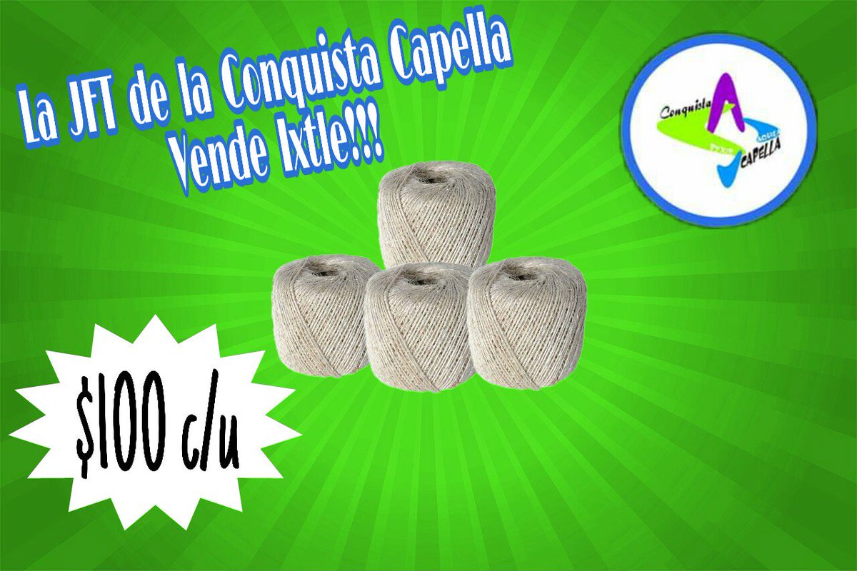capellamjc's tweet photo. Este sábado 1 de septiembre la JFT de la Conquista Capella estará vendiendo bolas de ixtle en la Deportiva del Pueblito a tan sólo $100!!!😱 
Aprovecha esta gran oferta y compra tu ixtle!😉 https://t.co/bhgm6FR3ut