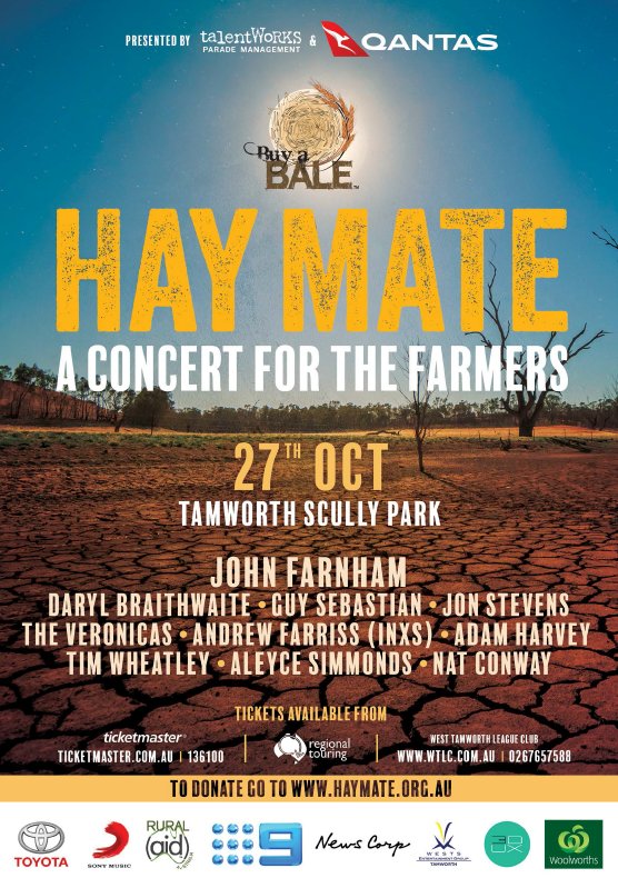 Grandstand seats have been made available for the Hay Mate, Buy a Bale concert on Scully Park. Head to wtlc.com.au to secure your seats, hurry only 50 left.
