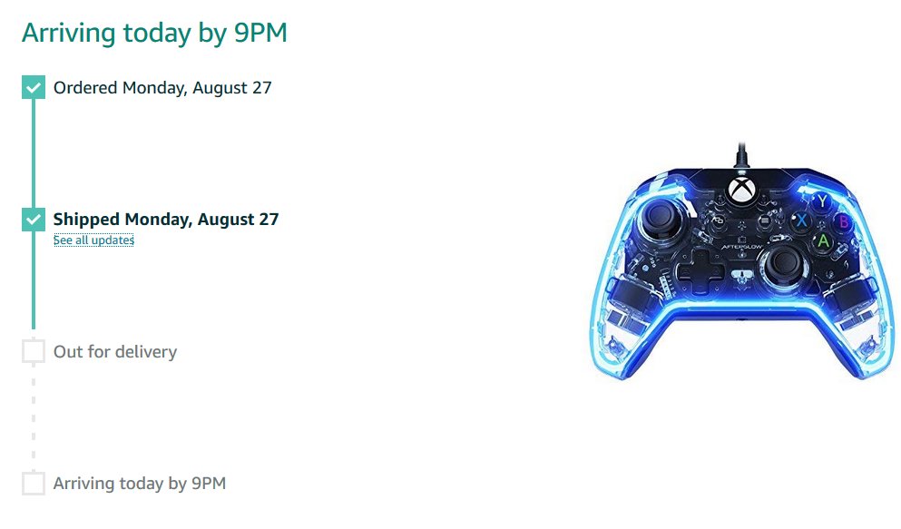 Bank_of_Money's tweet photo. @amazon Your One Day Shipping stuff is absolute bullshit, I ordered this controller yesterday (payed the extra $6) expecting it to show up no later than 9:00 PM.
IT IS 9:26 PM, WHERES MY FUCKING PACKAGE, AMAZON? https://t.co/eDH2tkf0xQ