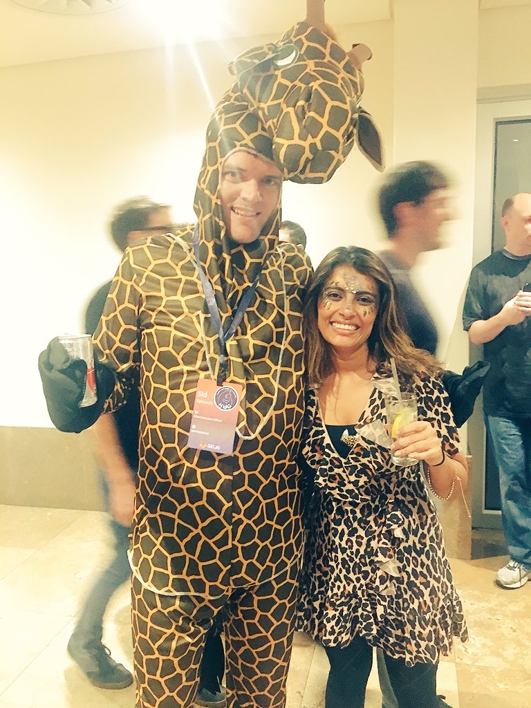 pritianka's tweet photo. Party with the @gitlab CEO/Giraffe, t-rexes, fellow cheetahs and then some! We know how to party at the #GitLabSummit 🥂🎉🍸💃🏻 https://t.co/nnSOFw53zv