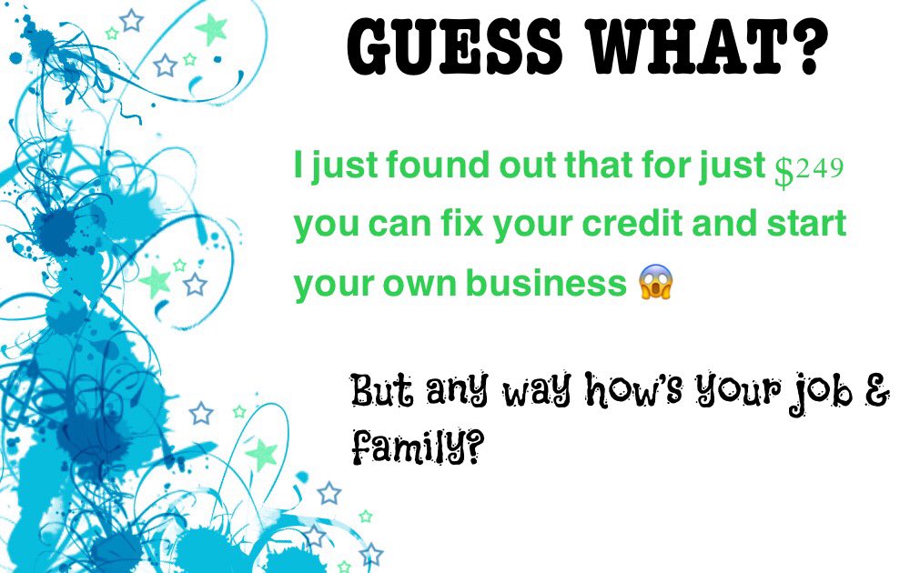 DnysiadaBoss's tweet photo. Let’s get your #credit #repaired and get you #started with your #ownbusiness #today #right #fromhome so you can #fireyourboss and be your #ownboss #make your #ownhours. #time to #changeyourlife by #changing your #mindset #entrepreneurmindset #millionairemindset #entrepreneur https://t.co/mdWfOxEm5Q