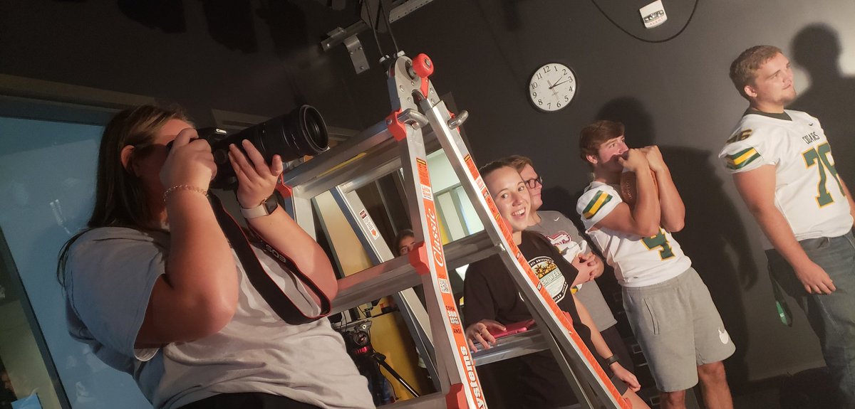 South journalism students work on a special project for <a href="/SalinaFootball/">Salina South Football</a> in the studio today. <a href="/USD305/">SalinaPublicSchools</a> #why305