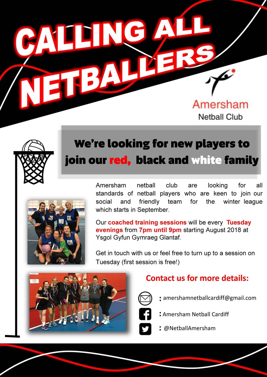 We're recruiting all levels of netball players.. come join #AmershamNetballCardiff